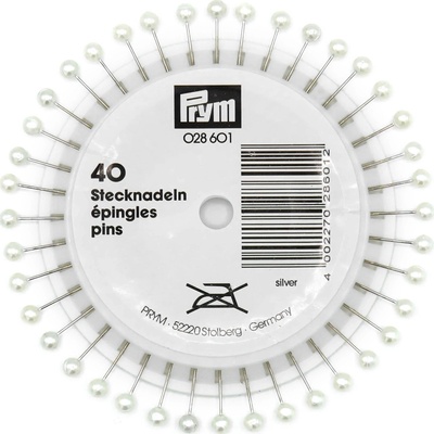 PRYM Špendlíky s perličkovou hlavičkou, 0,58 x 40 mm, stříbrné barvy, 40 ks – Zboží Dáma