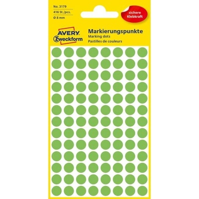 Etikety kruhové 8mm Avery neónovo zelené