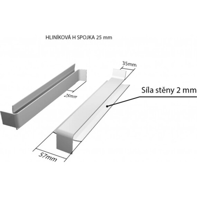 DEOKORK Hliníková H - spojka NOS 25 x 380 mm - Nástřik (RAL) na přání zákazníka