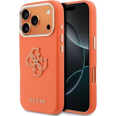 GUESS Кожен Калъф за iPhone 17 Pro Max, Guess PU Resin Logo Case, Оранжев (GUHCP17X5PS4RGGO)
