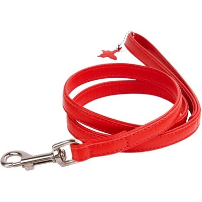 COLLAR Плосък кожен повод 122см, 18мм - червен
