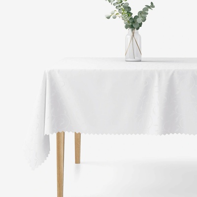 Goldea sviatočný hranatý teflónový obrus biely s veľkými ornamentmi 80x80cm