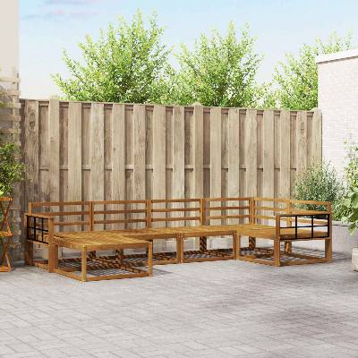 vidaXL Комплект дивани за открито 6 pcs Естествен (3367832)