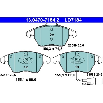 ATE Sada brzdových platničiek kotúčovej brzdy 13047071842