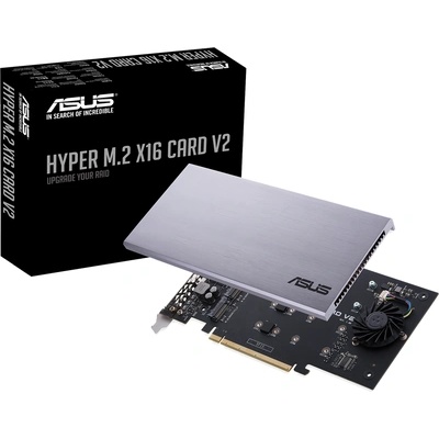 ASUS Карта ASUS Hyper M. 2 x16 Card (PCIe 3.0) поддържа до 4 NVMe M. 2 (2242/2260/2280/22110) устроиства (ASUS-PCIE-HYPER-X16-V2)