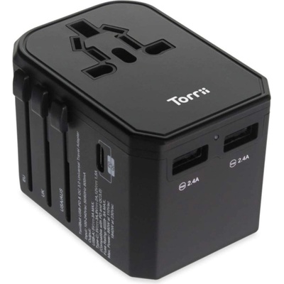 Torrii TorriiBolt Universal Travel Adapter - захранване с 2 USB изхода и USB-C с QC 3.0 и преходници за цял свят в едно устройство за мобилни устройства