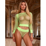 SuperLove Yolo Long Sleeve Fishnet Set 3534 Green L-XXL