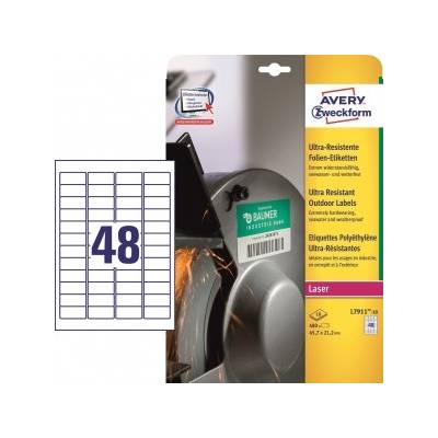 Etikety Avery 45,7 x 21,2 mm, ultra odolné biele