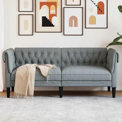 vidaXL Chesterfield pohovka 2místná světle šedá textil 11461.372547