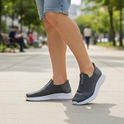 Pánske sivé elastické slipon tenisky Calvari