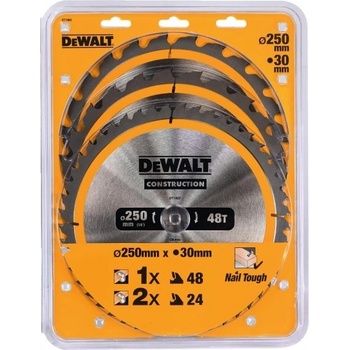 DeWALT DT1963 Sada pilových kotoučů 250 × 30 mm 48z 3 ks