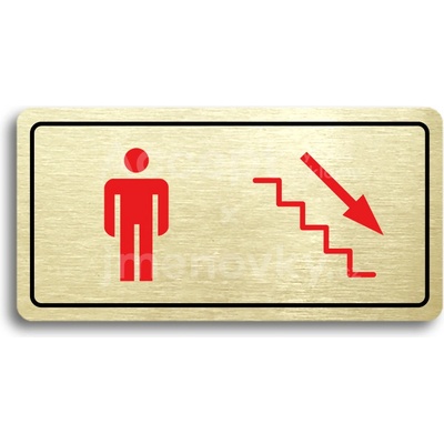 ACCEPT Piktogram WC MUŽI VPRAVO DOLŮ - zlatá tabulka - barevný tisk