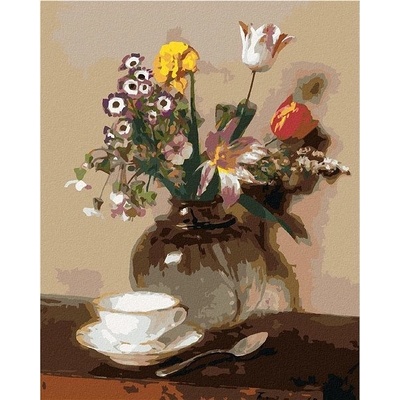 zuty Malování Podle Čísel Zátiší S Květinami A Šálkem Henri Fantin-Latour 80 x 100 Cm Plátno