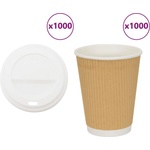 vidaXL хартиени чаши за кафе с капачки 1000 бр. 16oz 400ml (3325226)