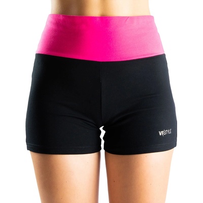 VFstyle bavlněné dámské sportovní mini kraťasy růžovo-černé