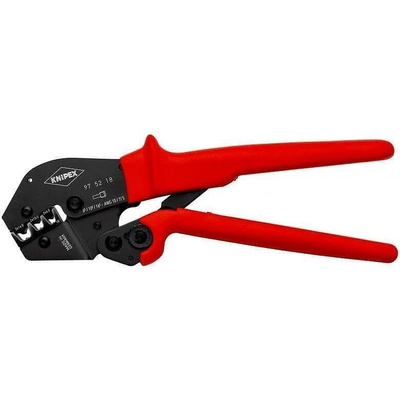 KNIPEX Клещи за кримпване на кабелни накрайници 6-16мм2 двойни изолирани, закалени, синьо-червена ръкохватка 250мм, с пружина, Knipex (K975218)