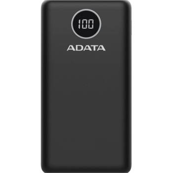 ADATA Външна батерия /power bank/ A-Data P20000QCD, 20 000mAh, черна, 1x USB-C, 1x microUSB, QC/PD 3.0 технология за бързо зареждане, LCD дисплей (AP20000QCD-DGT-CBK)