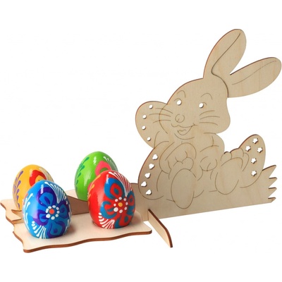 Drevobox Veľkonočný stojan na 4 vajíčka so zajačikom