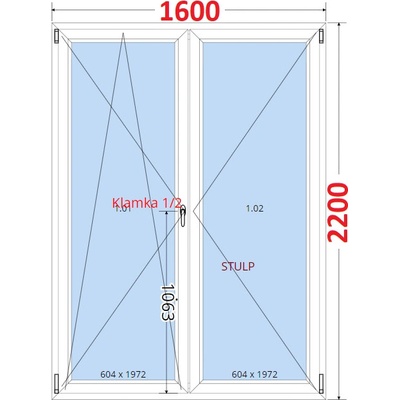 SMART Balokonove dveře dvoukřídlé Otevíravé a sklopné 160x220 cm bílé
