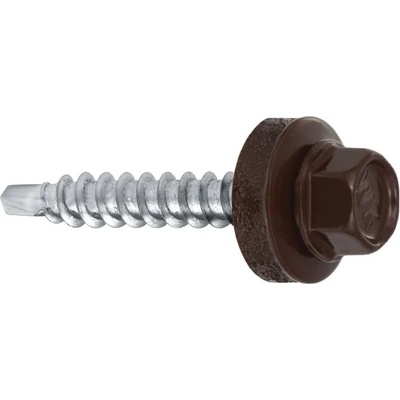 Samořezný střešní farmářský šroub KLIMAS 4,8 x 25 SW8 RAL 8017 Čokoládově hnědý s podložkou EPDM (250 ks/bal) – Hledejceny.cz