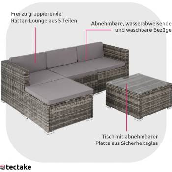 tectake 404782 ratanová sestava lignano šedá