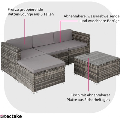 tectake 404782 ratanová sestava lignano šedá – Sleviste.cz