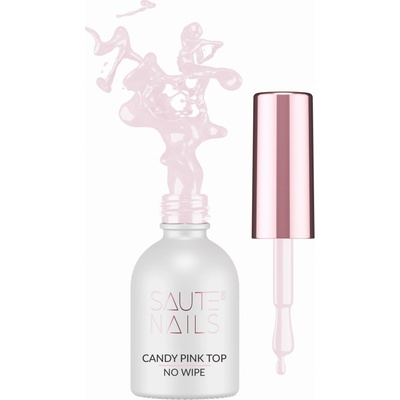 Saute Nails Hybridní top na nehty Candy Pink No Wipe růžový 8 ml