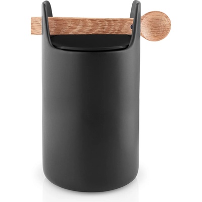 Eva Solo Кухненски буркан за съхранение 20 см, с дървена лъжица, черен, Eva Solo (ES520429)