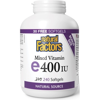Natural Factors Vitamin E, 400 IU, 240 капсули, Natural Factors