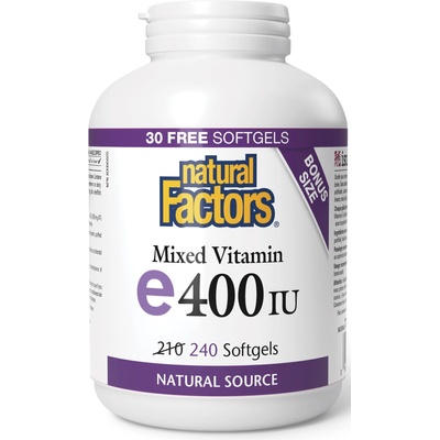 Natural Factors Vitamin E, 400 IU, 240 капсули, Natural Factors