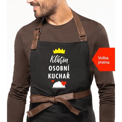 Kariban Zástěra pro muže se jménem Exclusive Osobní kuchař Černá Black