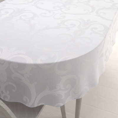 Biante Dekoračný oválny obrus Monako PM-125 Veľký zámocký vzor biely 80x120cm