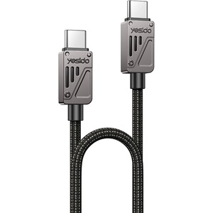 Yesido Кабел за данни - Yesido CA196 - Type-C → Type-C, fast charge PD60W, 480Mbps, CarPlay, цинкова сплав, 1.2m - Черен