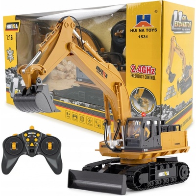 Huina Dálkově ovládaný bagr Toys kovový měřítko RTR se zvukem a světly 1:16