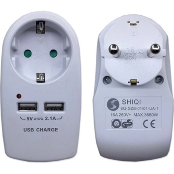 BlackBird Мрежов контакт 250V, Макс: 3680W 1x16A/250V + 2x2.5A/250V 2xUSB GZB-01/01-UA-1 Защита от деца, бял BH1622 (BH1622)