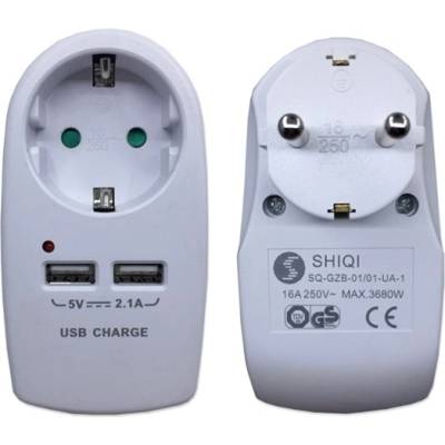BlackBird Мрежов контакт 250V, Макс: 3680W 1x16A/250V + 2x2.5A/250V 2xUSB GZB-01/01-UA-1 Защита от деца, бял BH1622 (BH1622)