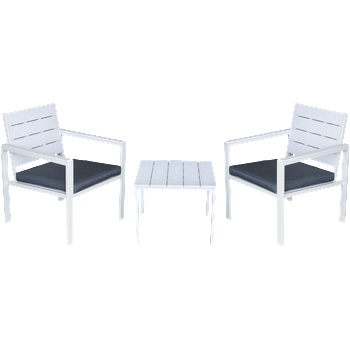 Mira-N Horecano Градински комплект от 3 части plastic wood БЯЛ/АНТРАЦИТ (sf3002-1) (0195381)