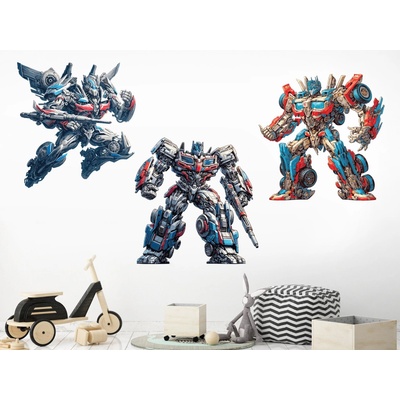 Nalepte.cz Transformers textilní prelepiteľné nálepky na stenu list 77 x 27 cm