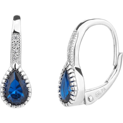 Bealio stříbrné náušnice KAPIČKA safír 03-09586-2809