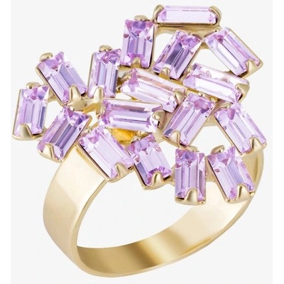 Preciosa Pozlacený bižuterní prsten Sugarheart, srdce s českým křišťálem Preciosa, violet 2462Y56