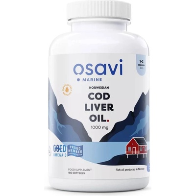 Osavi Norwegian Cod Liver Oil, 1000 mg, lemon, 180 гел капсули, Osavi