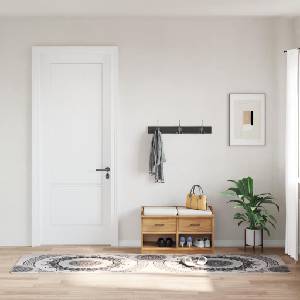 vidaXL Килим, миещ се, 80x150 см, черно и сиво (337982)