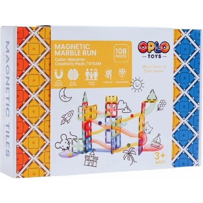 Oplo Toys Magnetická Guľôčková dráha Macaron 108 ks