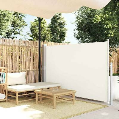 vidaXL Zatahovací boční markýza/zástěna na terasu 140 x 500 cm krémová