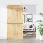 vidaXL Преплъзваща се врата 100 x 210 cm Естествено и бяло (3445106)