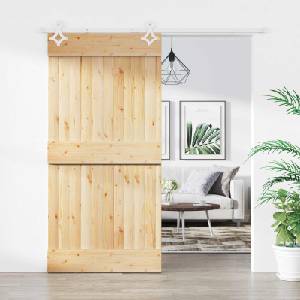 vidaXL Преплъзваща се врата 100 x 210 cm Естествено и бяло (3445106)