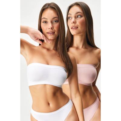 Astratex 2PACK Podprsenka Flexi Bandeau II bezšvová biela-ružová