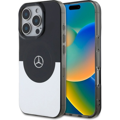 Mercedes-Benz Хибриден удароустойчив кейс с MagSafe за iPhone 16 Pro Max - Mercedes-Benz Star Pattern MagSafe Case (черен) (MEHMP16X23HCPK)