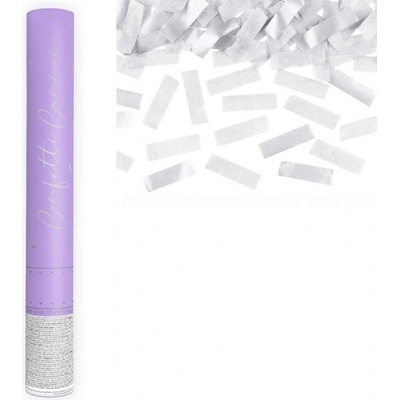 PartyDeco Konfety vystreľovacie strieborné 40 cm