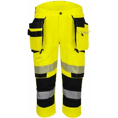 PortWest HI-VIS DX4 DX402 Pánské reflexní 3/4 strečové kalhoty HV žlutá